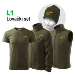 LOVAČKI SET L1 - Flis jakna, flis prsluk, t-shirt, zimska kapa